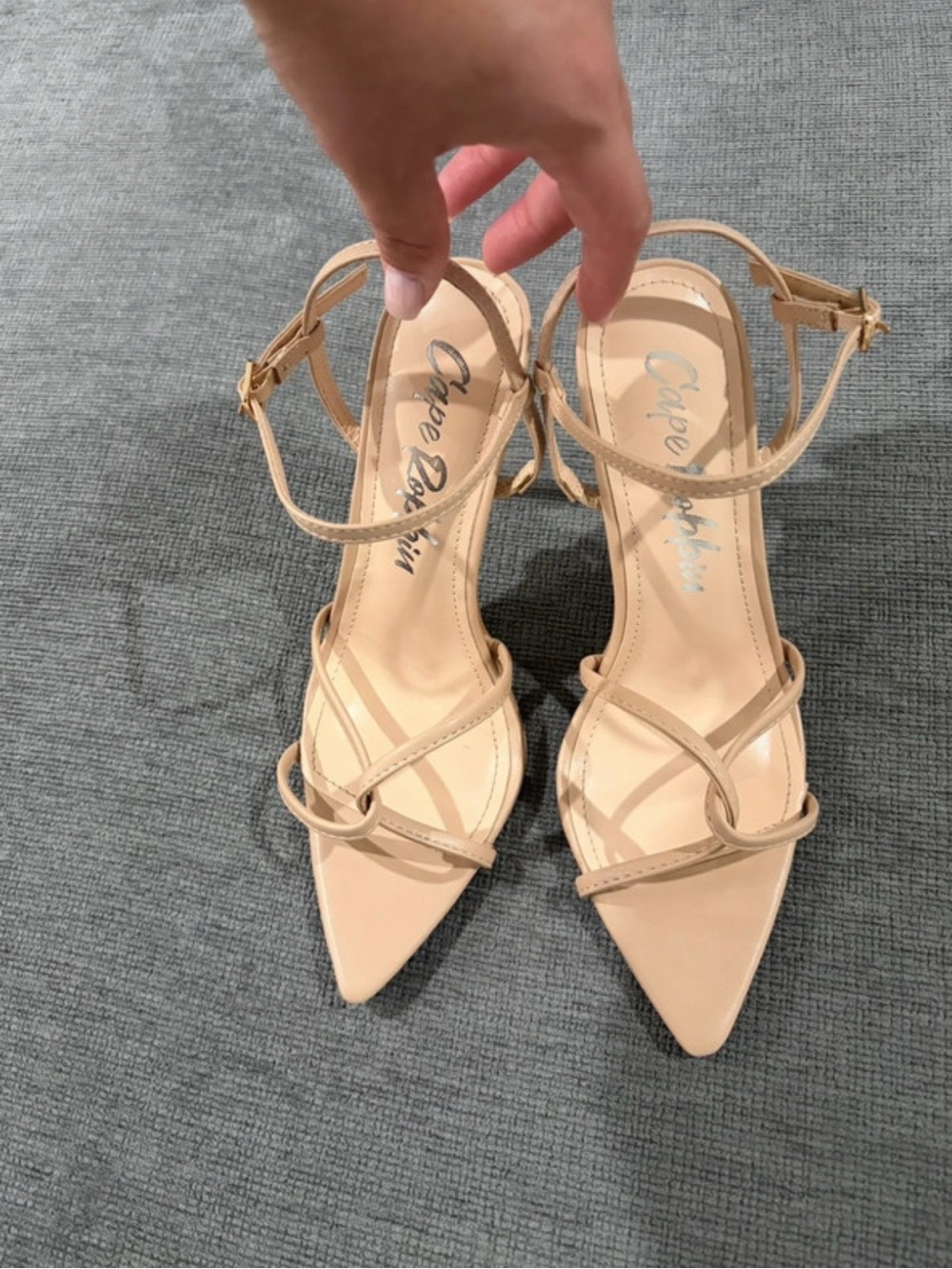 Cape Robbin Beige Strappy Pointed-Toe Heels
